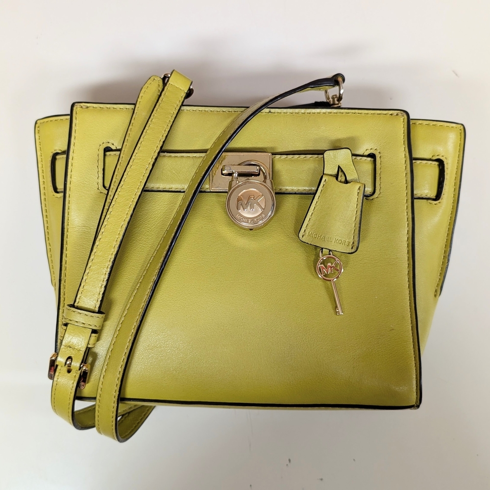 Michael Kors Hamilton Leather Traveler Messenger Shoulder Bag Apple Green Lime View 3